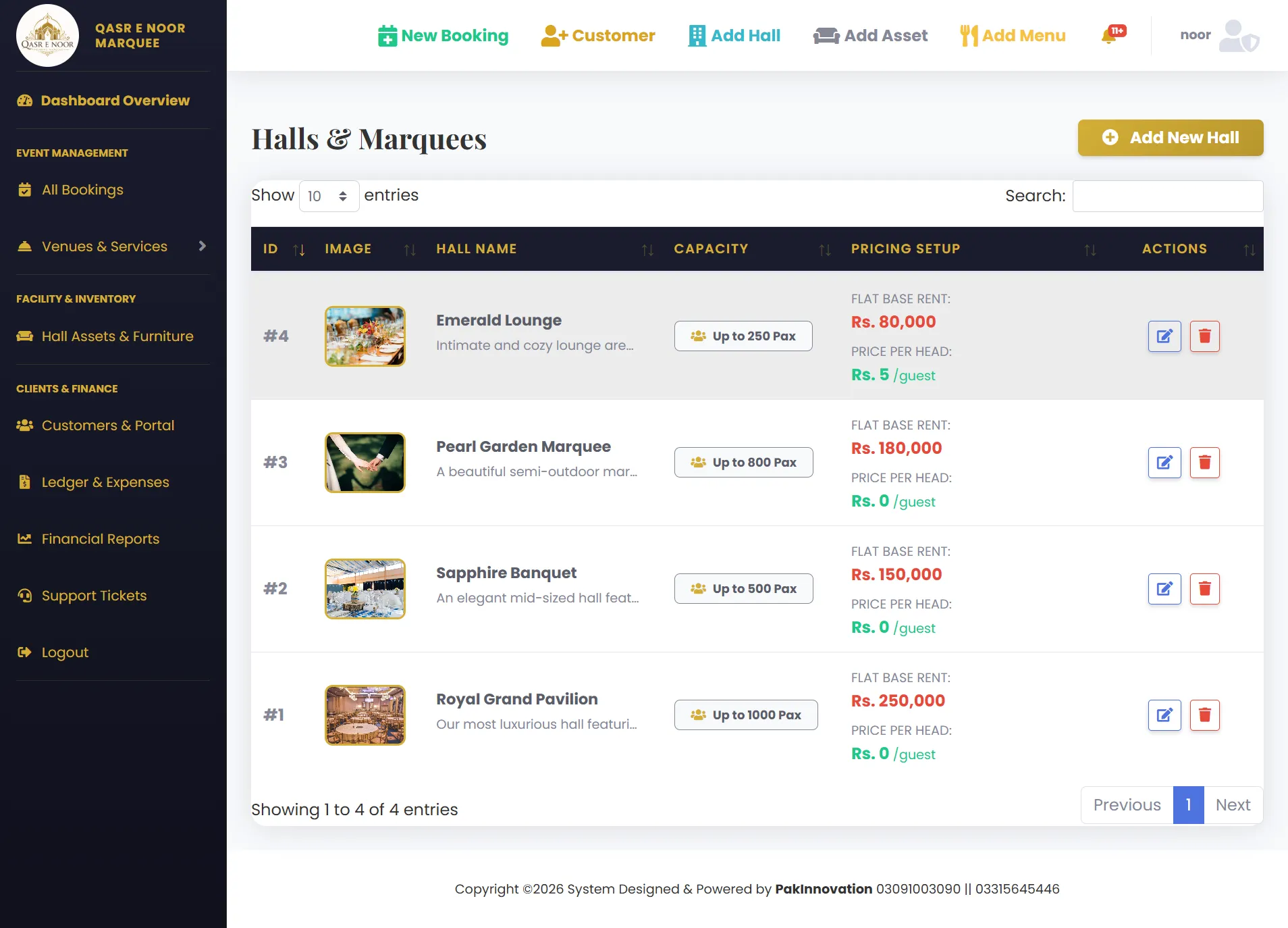 Halls Management